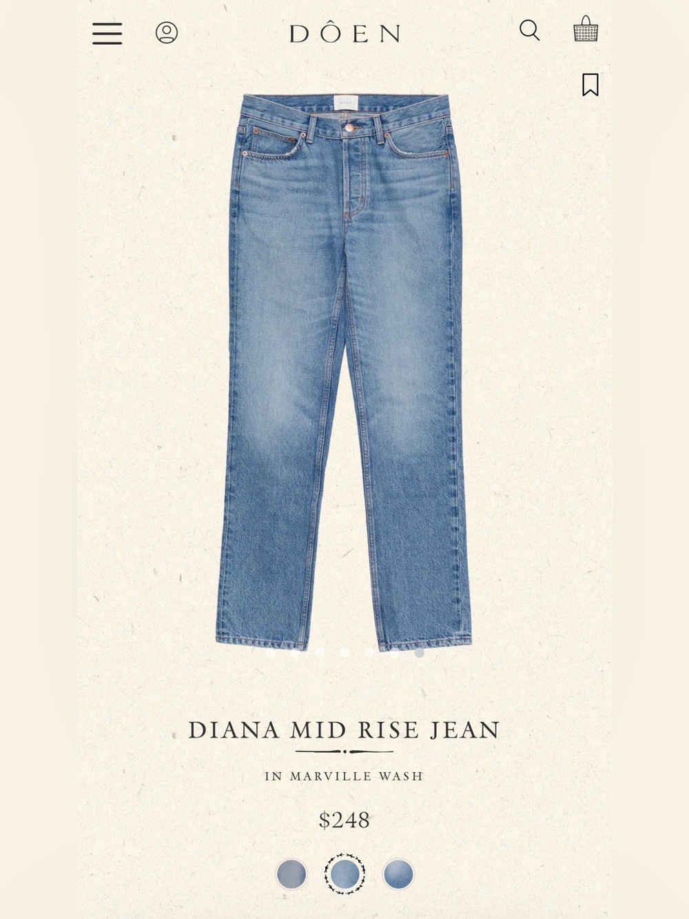 Doen Diana Mid Rise Jean — Light Blue Wash